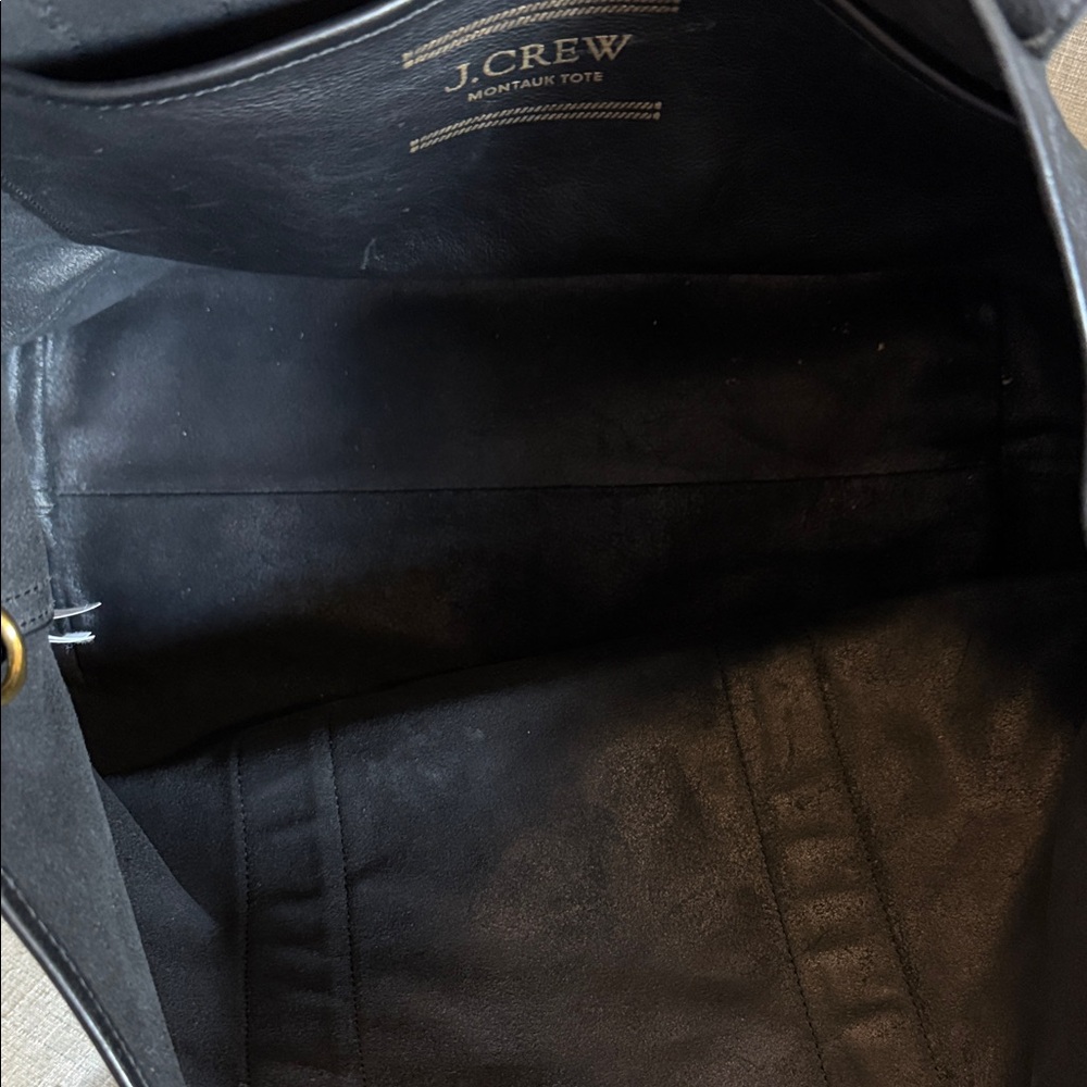 J. Crew Large Montauk Tote - Black Leather - GORGEOUS! - Picture 5 of 12
